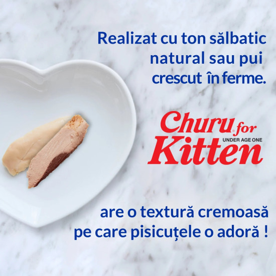Churu Kitten cu Ton, 4 x 14 g – recompensă cremoasă pentru pisoi